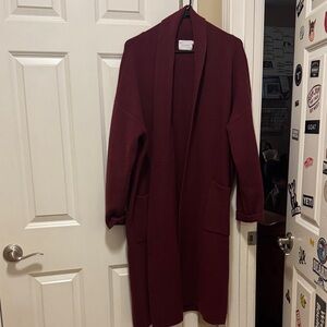 a new day Burgundy Open-Front Cardigan sweater